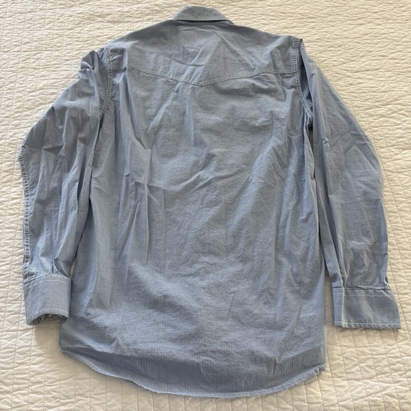 Rafter C Cowboy Collection Pro Flex 45 Mens SMALL White Blue Check Pearl Snap - Picture 8 of 9